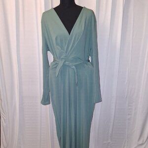 le Green Tie-Waist Jumpsuit | 3/4 Sleeve | Size L–XL